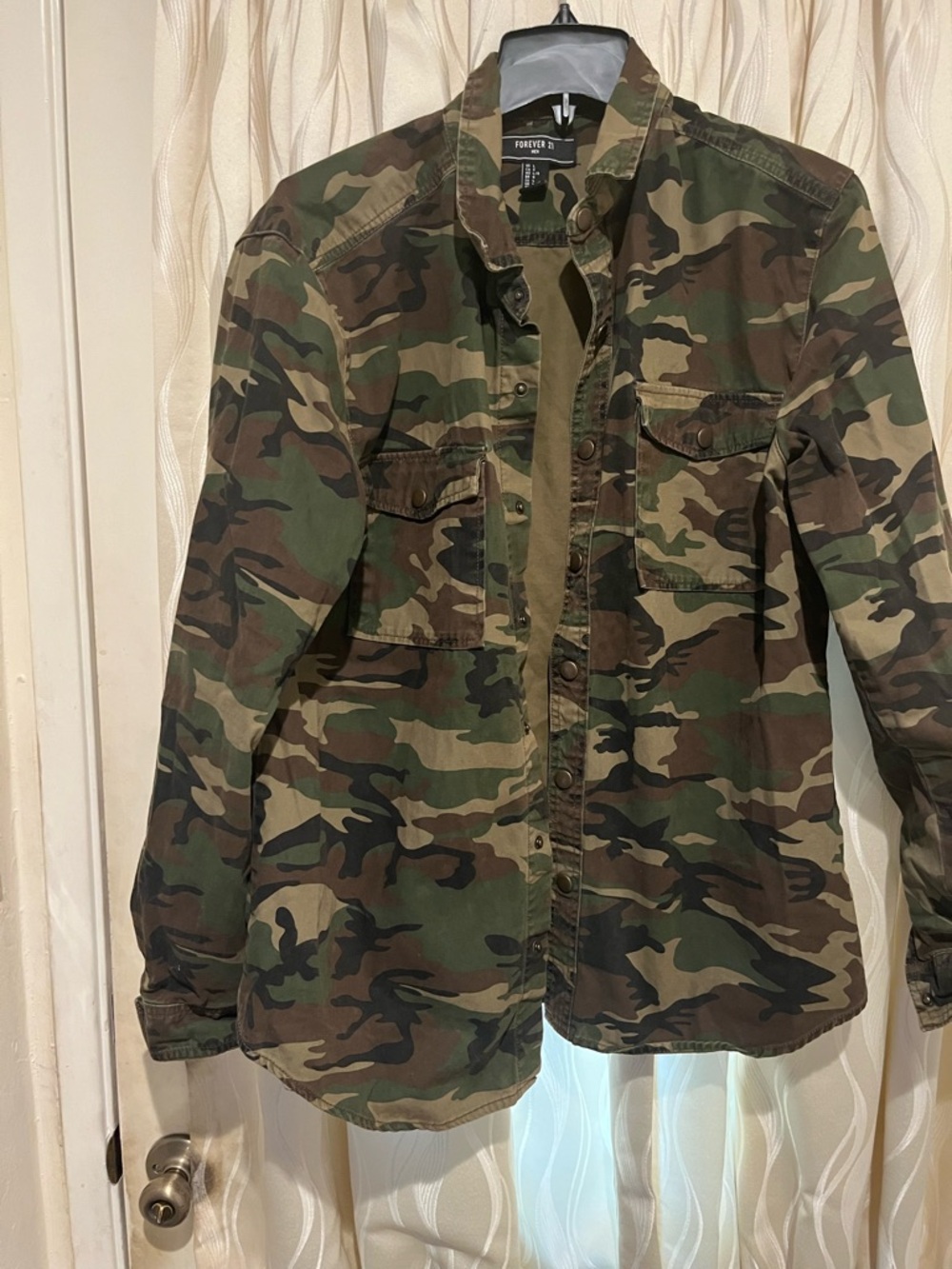 Forever 21 Men's Camouflage Utility Jacket - Green & Brown